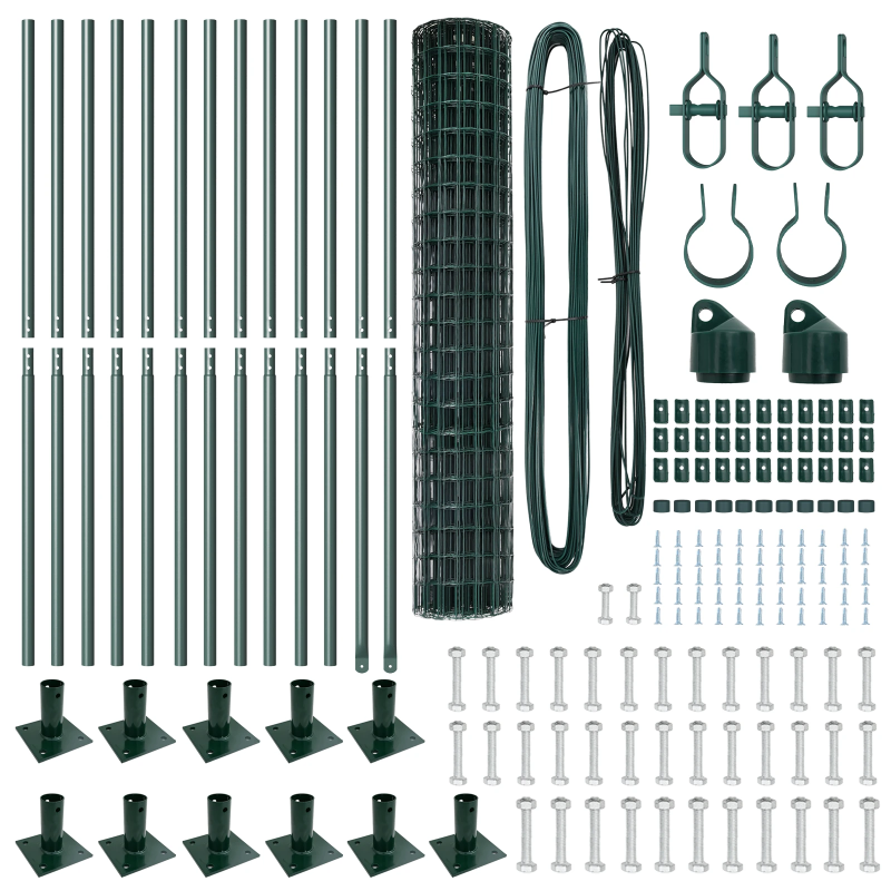 vidaXL Žogs ar stabu Zaļa 1,2 x 25 m Tērauds un PVC