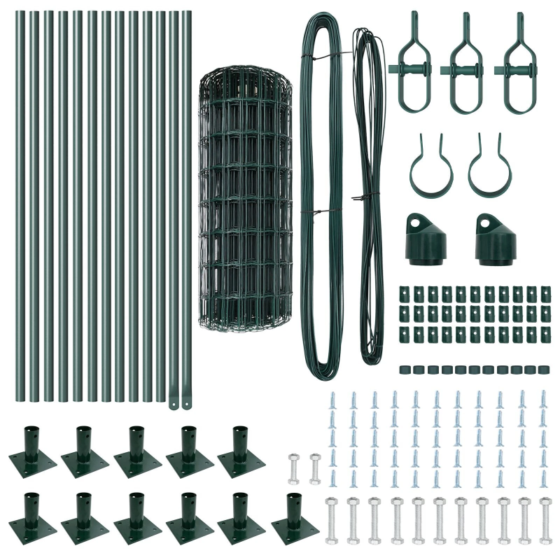 vidaXL Žogs ar stabu Zaļa 0,4 x 25 m Tērauds un PVC