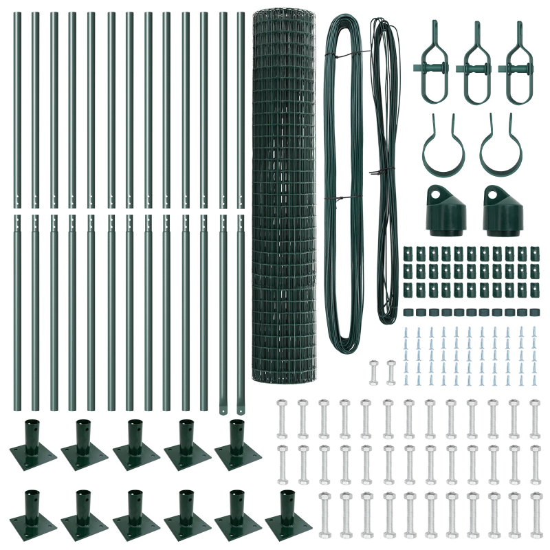 vidaXL Žogs ar stabiem. Zaļa 1.2 x 25 m Tērauds