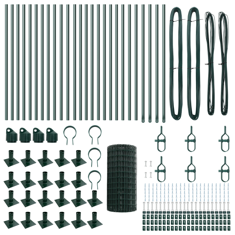 vidaXL Žogs ar stabiem. Zaļa 0.4 x 50 m Tērauds