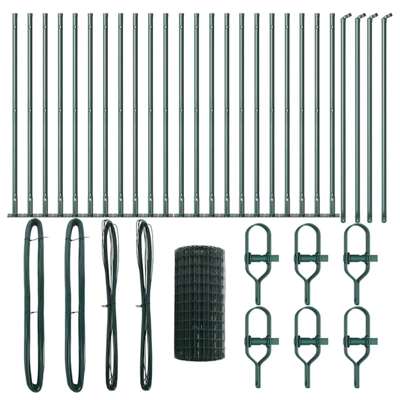 vidaXL Žogs ar stabu Zaļa 0,6 x 50 m Tērauds un PVC