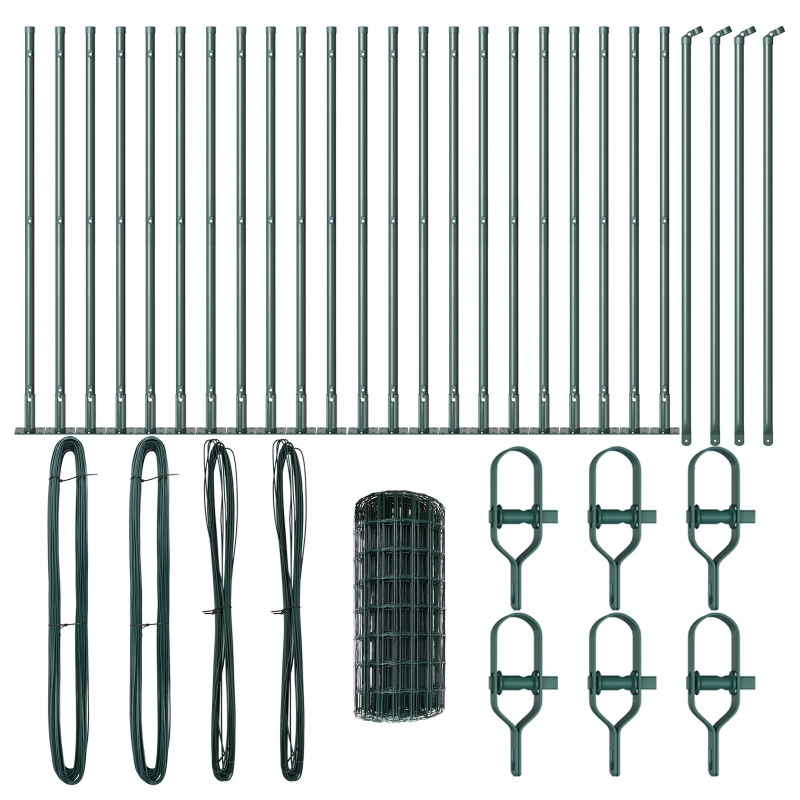 vidaXL Žogs ar stabu Zaļa 0,4 x 50 m Tērauds un PVC