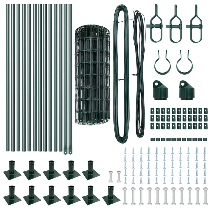 vidaXL Žogs ar stabu Zaļa 0,6 x 25 m Tērauds un PVC