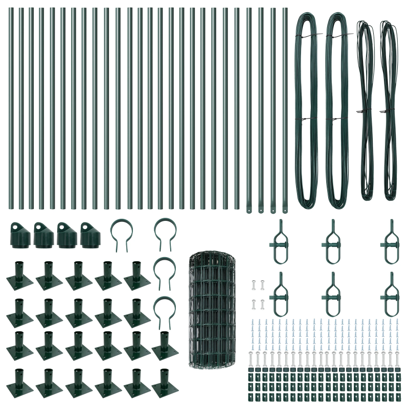 vidaXL Žogs ar stabu Zaļa 0,4 x 50 m Tērauds un PVC