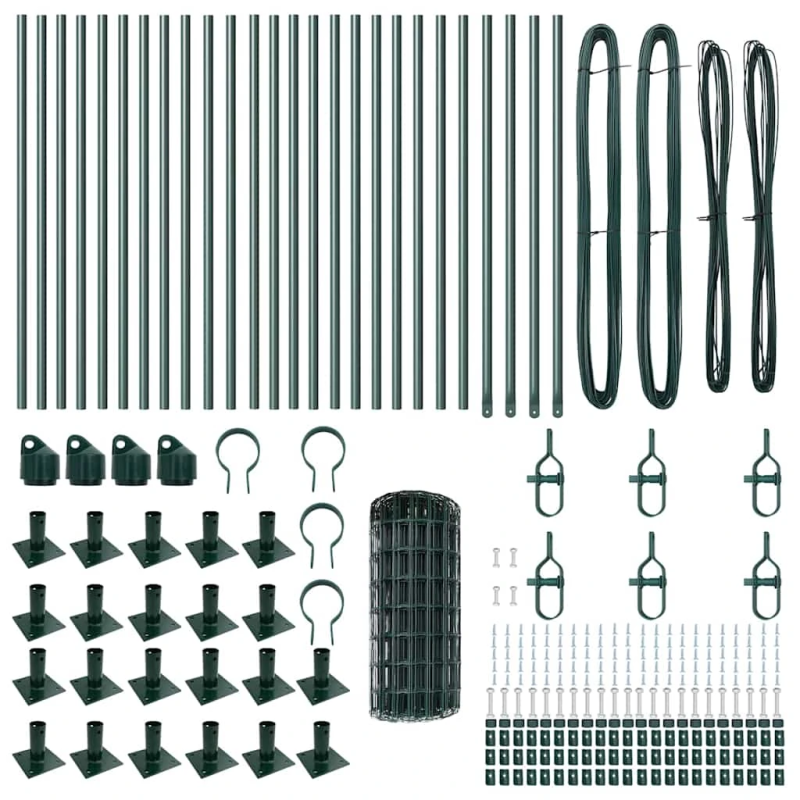 vidaXL Žogs ar stabu Zaļa 0,6 x 50 m Tērauds un PVC