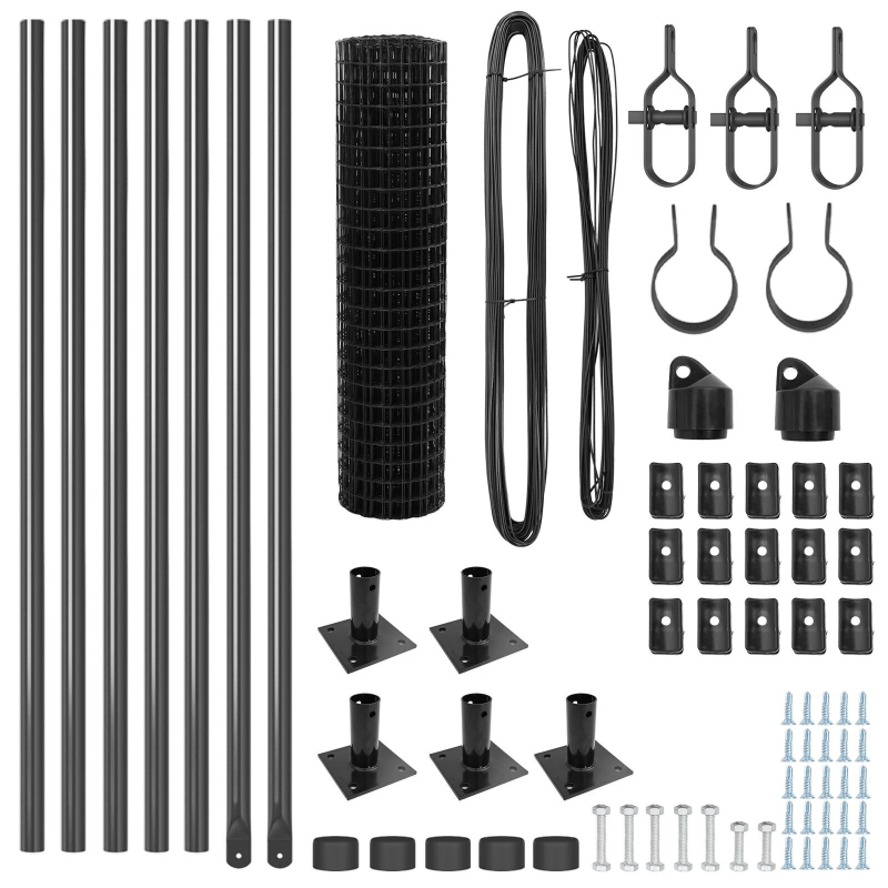 vidaXL Žogs ar stabu Pelēka 0,6 x 10 m Tērauds un PVC
