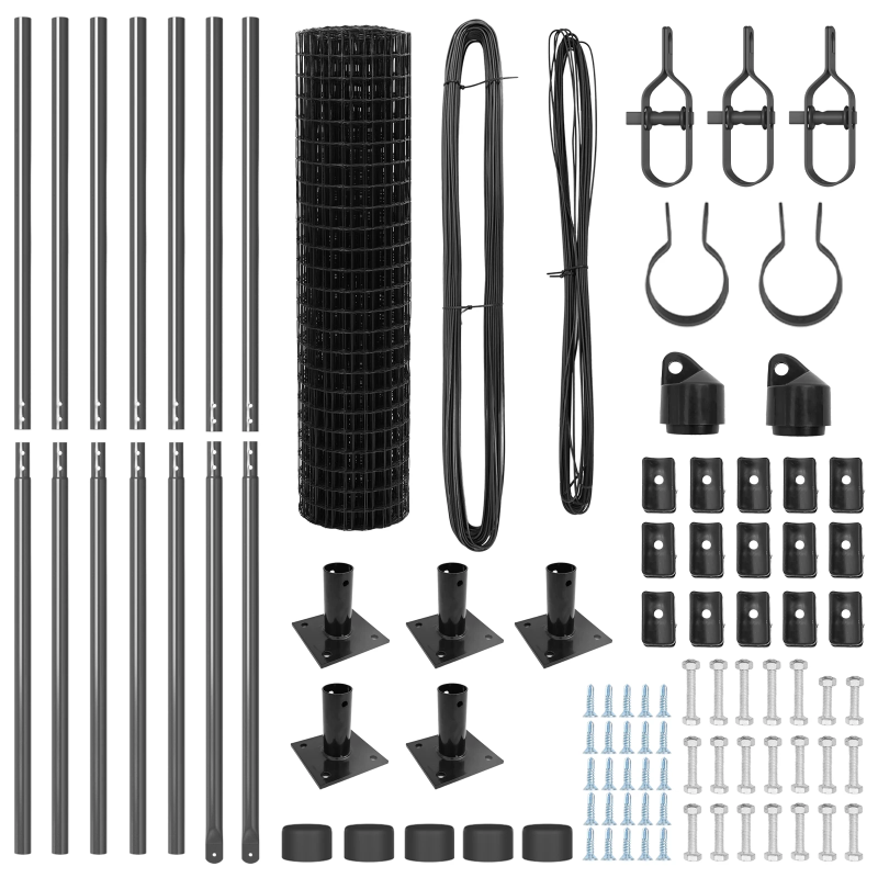 vidaXL Žogs ar stabu Pelēka 0,8 x 10 m Tērauds un PVC