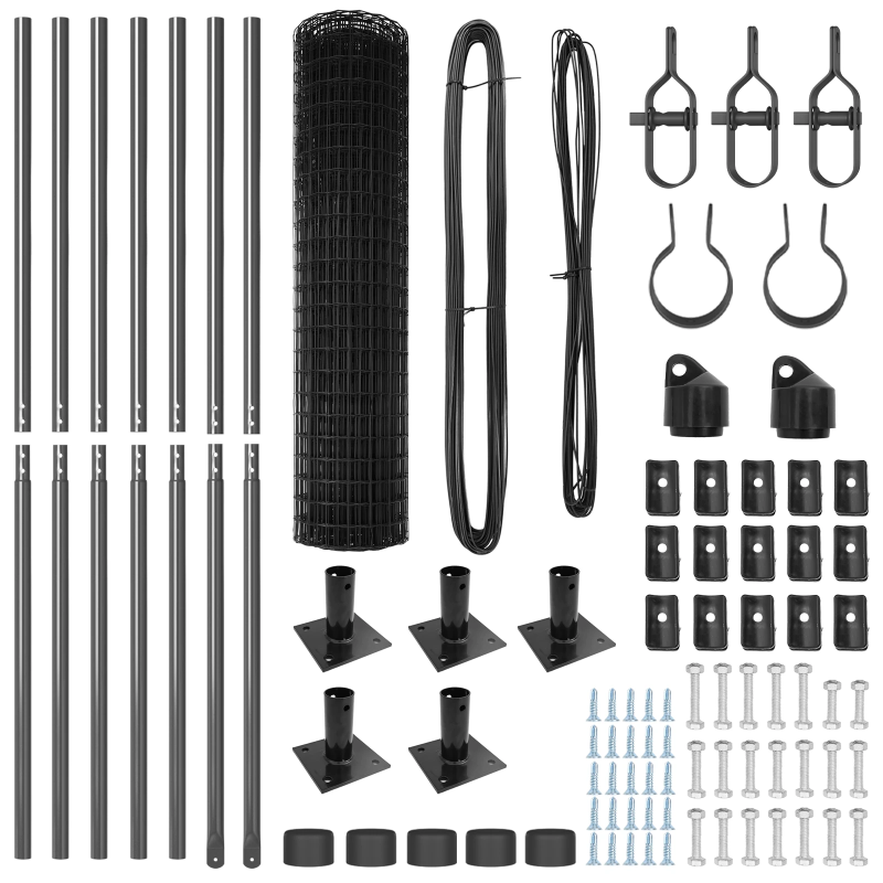 vidaXL Žogs ar stabu Pelēka 0,8 x 10 m Tērauds un PVC