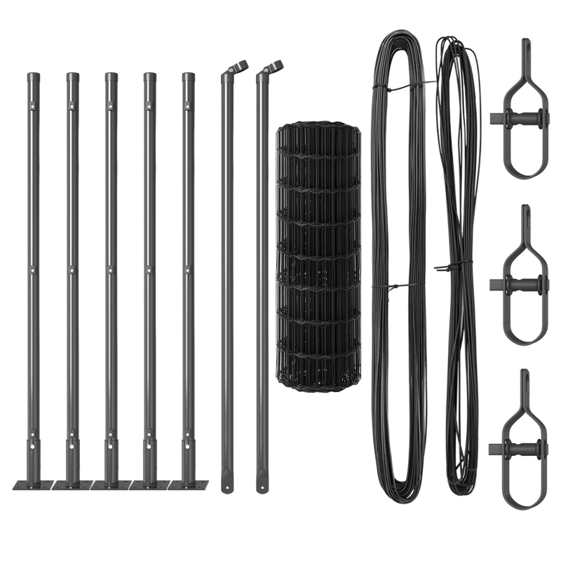 vidaXL Žogs ar stabu Pelēka 0,6 x 10 m Tērauds un PVC