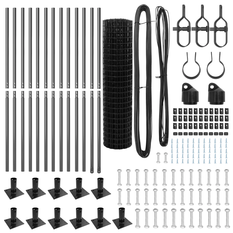 vidaXL Žogs ar stabu Pelēka 0,8 x 25 m Tērauds un PVC
