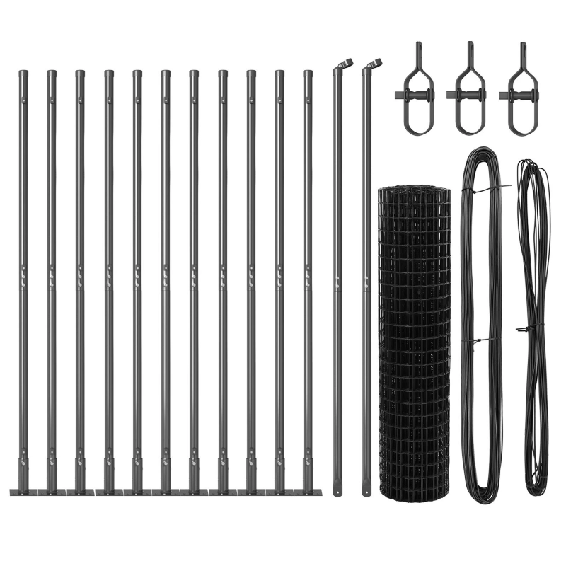 vidaXL Žogs ar stabu Pelēka 1,2 x 25 m Tērauds un PVC