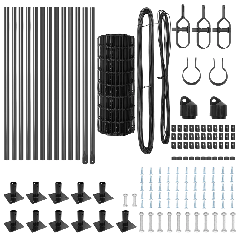 vidaXL Žogs ar stabu Pelēka 0,6 x 25 m Tērauds un PVC
