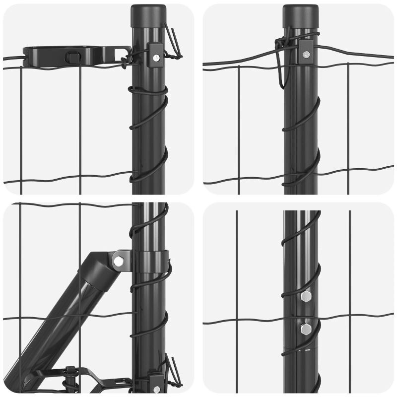 vidaXL Žogs ar stabu Pelēka 1,2 x 25 m Tērauds un PVC