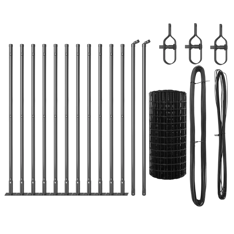 vidaXL Žogs ar stabu Pelēka 0,4 x 25 m Tērauds un PVC