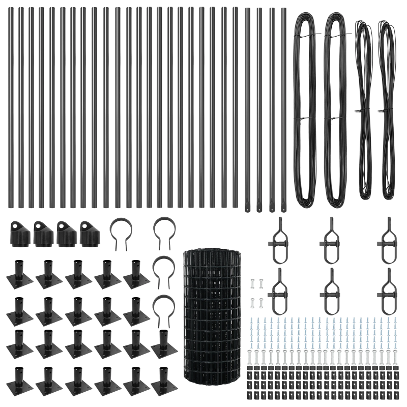 vidaXL Žogs ar stabiem. Pelēka 0.6 x 50 m Tērauds