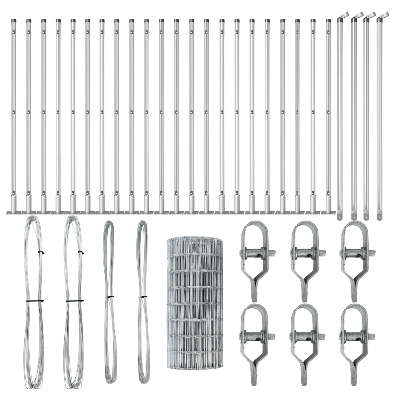 vidaXL Žogs ar stabu Sudraba 0,6 x 50 m Tērauds