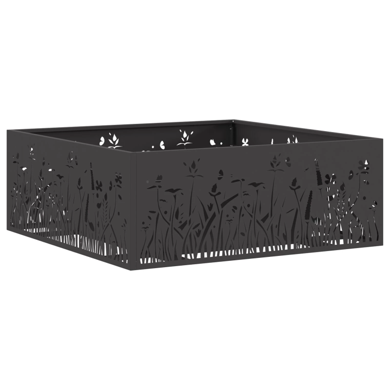 vidaXL Uguns bedre Melna 80 x 80 x 30 cm Tērauds