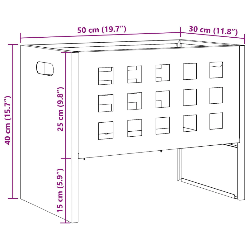 vidaXL Uguns bedre Melna 50 x 30 x 40 cm Tērauds