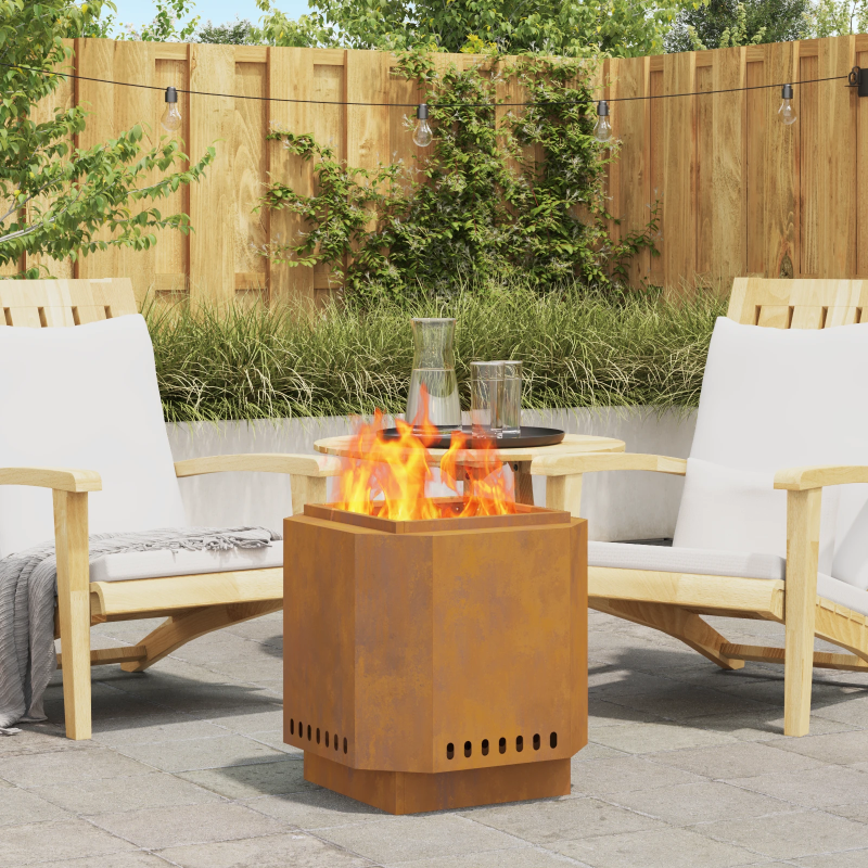 vidaXL Bezsoda ugunskurs Brūna 48 x 48 x 51 cm Laika tērauds