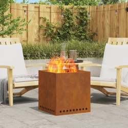 vidaXL Bezsoda ugunskurs Brūna 48 x 48 x 50 cm Laika tērauds