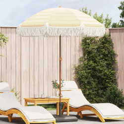 vidaXL Pludmales Saulesparasols Dzeltena un balta 160 x 160 x 196 cm