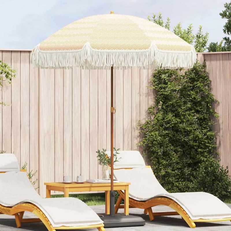 vidaXL Pludmales Saulesparasols Dzeltena un balta 160 x 160 x 196 cm