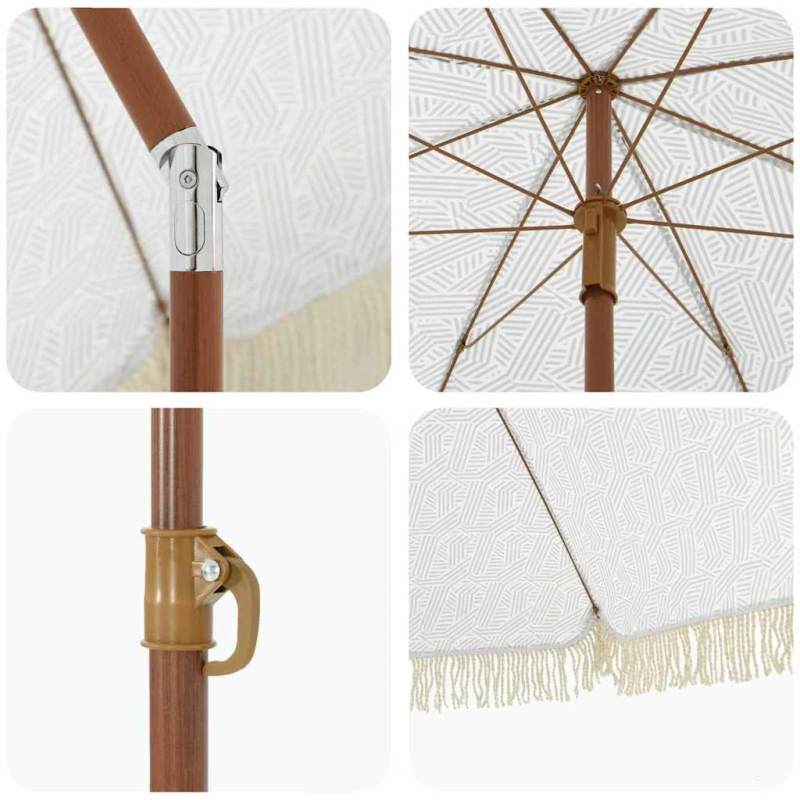 vidaXL Pludmales Saulesparasols Pelēka un balta 160 x 160 x 196 cm