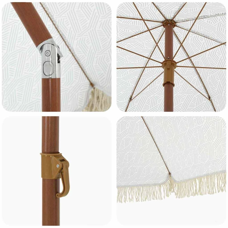 vidaXL Pludmales Saulesparasols Pelēka un balta 205 x 205 x 210 cm