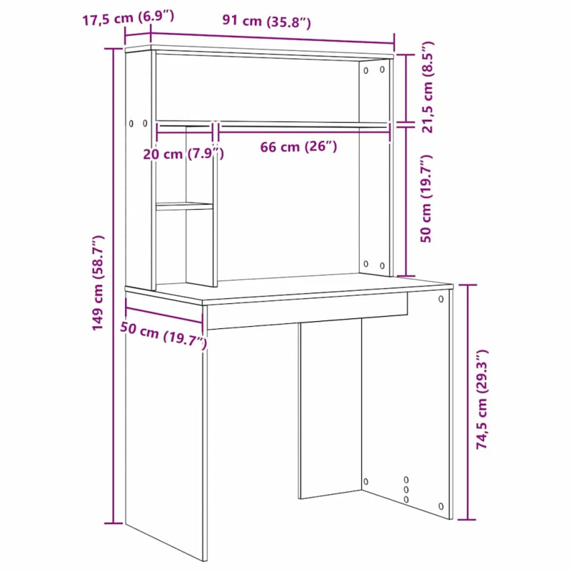 vidaXL Galds Sonoma ozols 91 x 50 x 149 cm Inženierijas koks