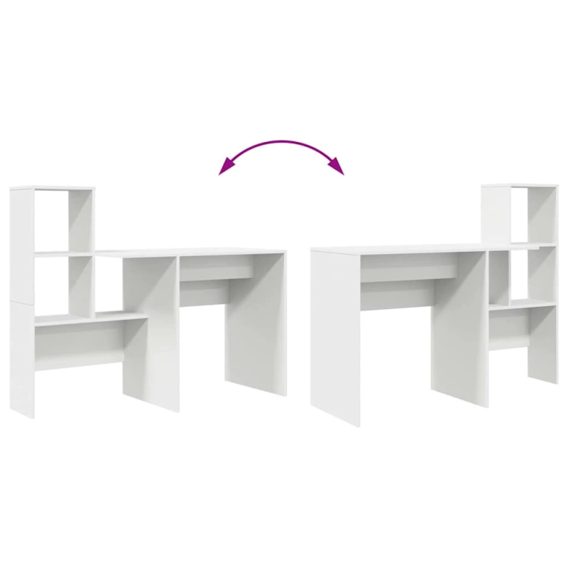 vidaXL Galds ar plauktu Balts 131,5 x 50 x 106,5 cm Inženierijas koks