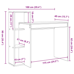 vidaXL Galds Sonoma ozols 100 x 40 x 90 cm Inženierijas koks