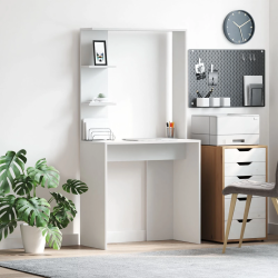 vidaXL Galds ar plauktu Balts 78,5 x 37 x 154,5 cm Inženierijas koks