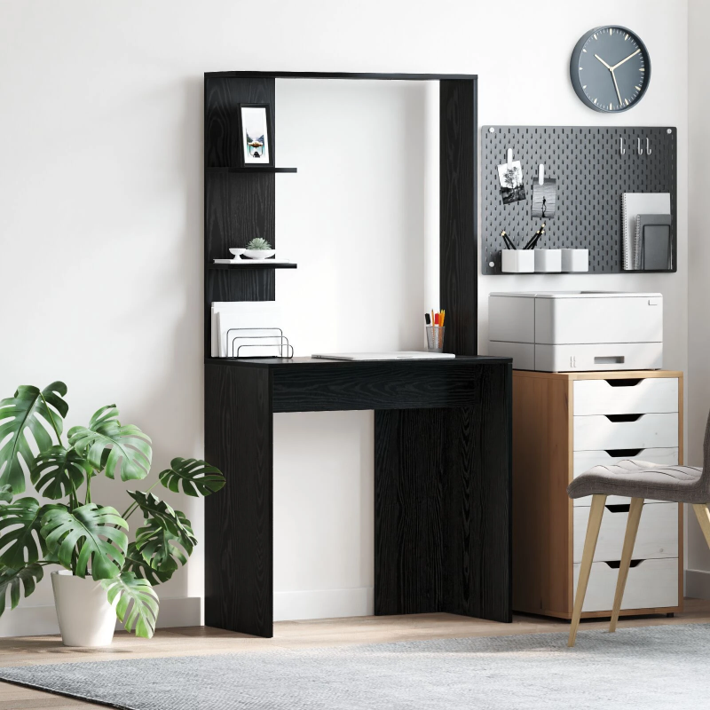 vidaXL Galds Melns ozolkoks 78,5 x 37 x 154,5 cm Inženierijas koks