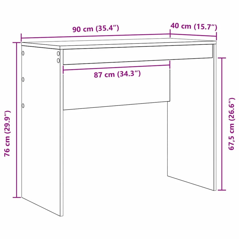vidaXL Galds Betona pelēks 90 x 40 x 76 cm
