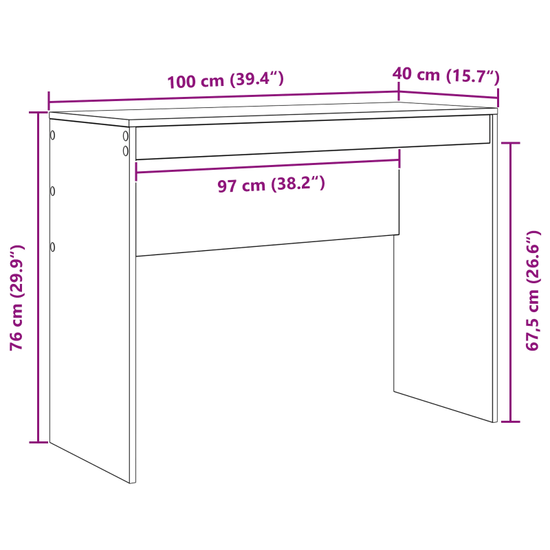 vidaXL Galds Artisānā ozols 100 x 40 x 76 cm