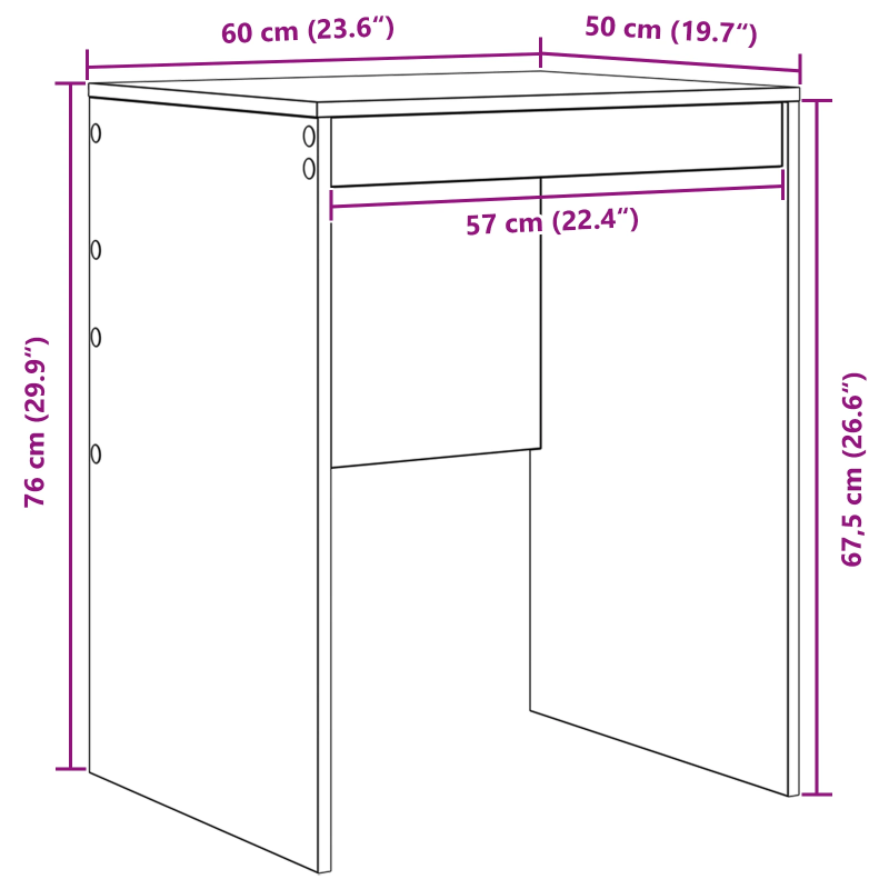 vidaXL Galds Melns ozolkoks 60 x 50 x 76 cm