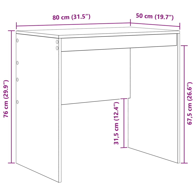 vidaXL Galds Balts 80 x 50 x 76 cm