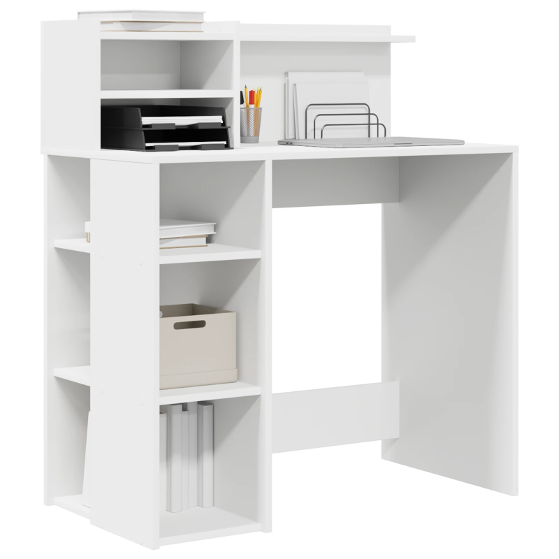 vidaXL Galds ar plauktu Balts 90 x 48 x 101,5 cm Inženierijas koks