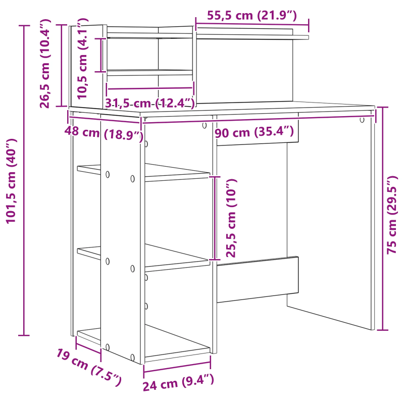 vidaXL Galds Artisānā ozols 90 x 48 x 101,5 cm Inženierijas koks