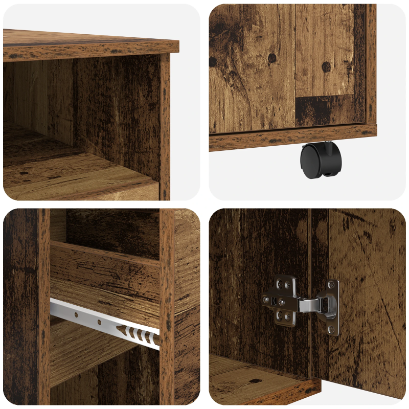 vidaXL Galds ar ratieniem Vecs koks 91 x 50 x 77 cm Inženierijas koks