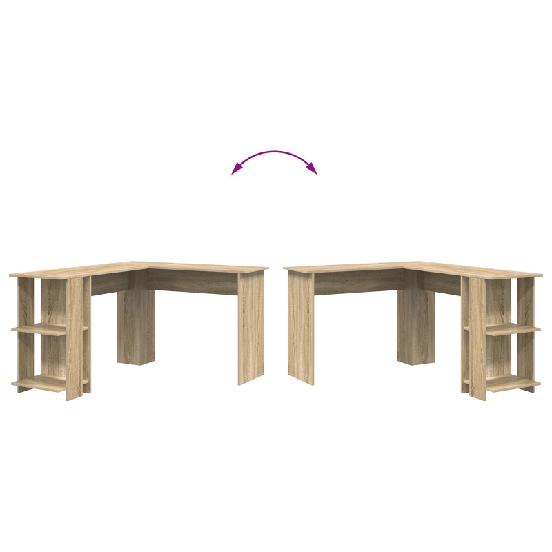 vidaXL Stūra rakstāmgalds ar plauktu Sonoma ozols 140 x 113,5 x 75 cm