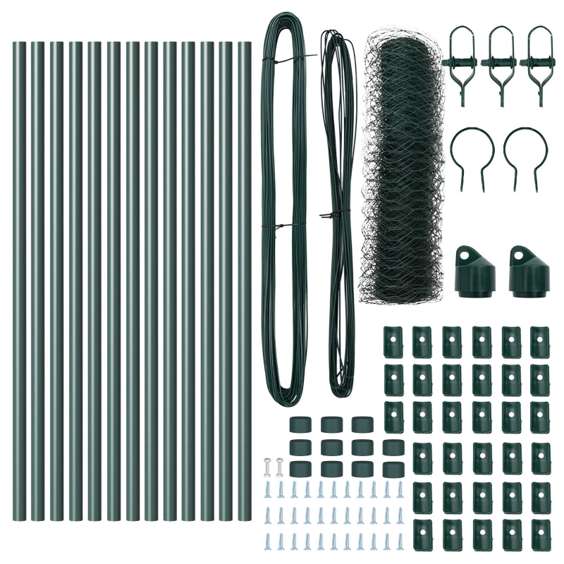 vidaXL Žoga āķis Zaļa 25 x 0,4 m ,50 mm siets, Tērauds un PVC