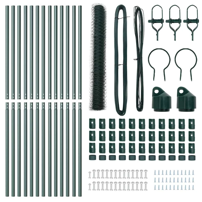 vidaXL Žoga āķis Zaļa 25 x 1,4 m ,36 mm siets, Tērauds un PVC