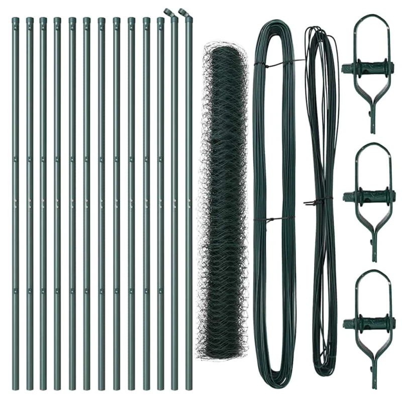 vidaXL Žoga āķis Zaļa 25 x 1,4 m ,36 mm siets, Tērauds un PVC