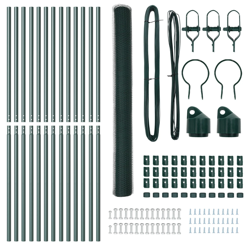 vidaXL Žoga āķis Zaļa 25 x 1,6 m ,13 mm acs, Tērauds un PVC