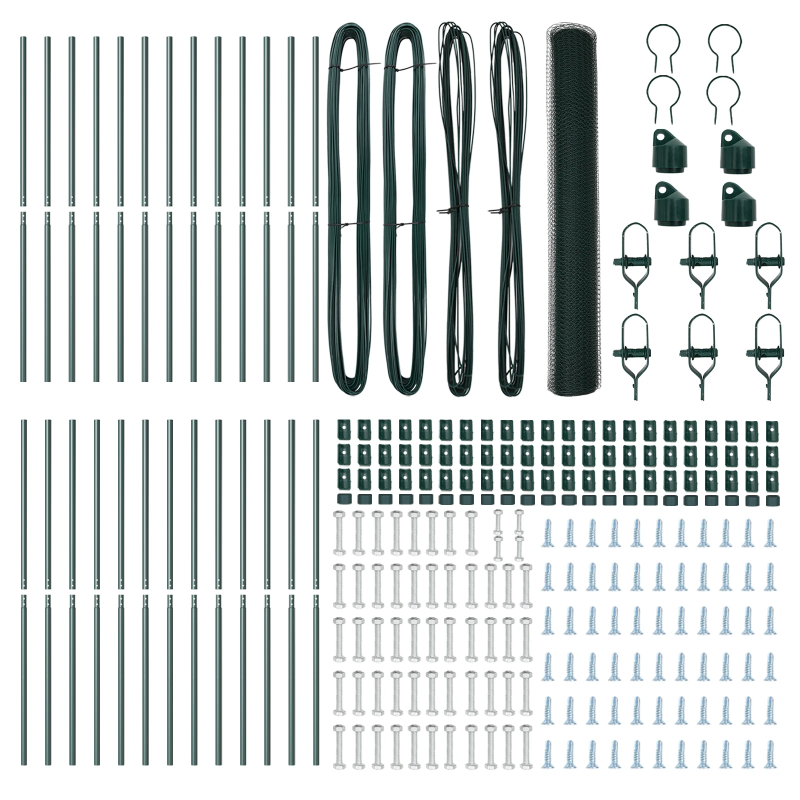 vidaXL Žoga āķis Zaļa 50 x 1 m ,13 mm acu izmērs, Tērauds un PVC