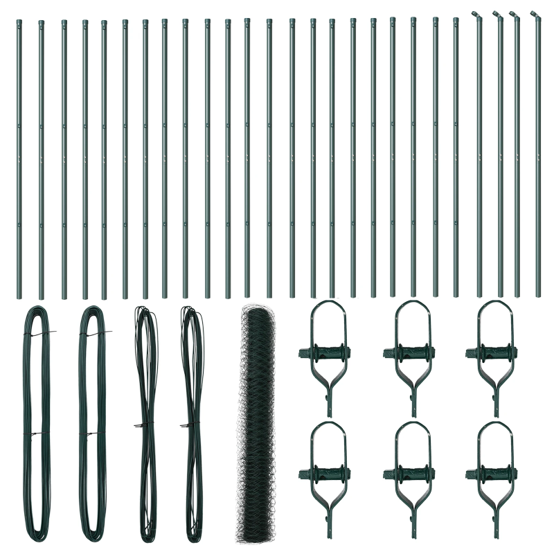 vidaXL Žogs ar stabiem. Zaļa 1 x 50 m PVC pārklāts tērauds