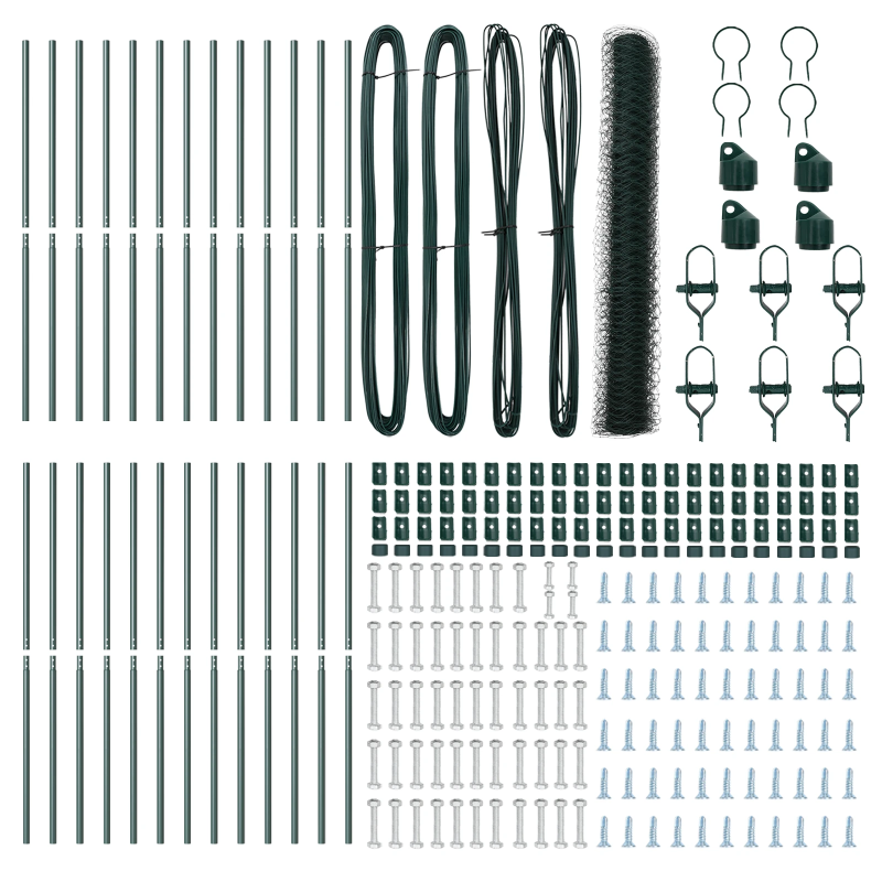 vidaXL Žogs ar stabiem. Zaļa 1 x 50 m PVC pārklāts tērauds