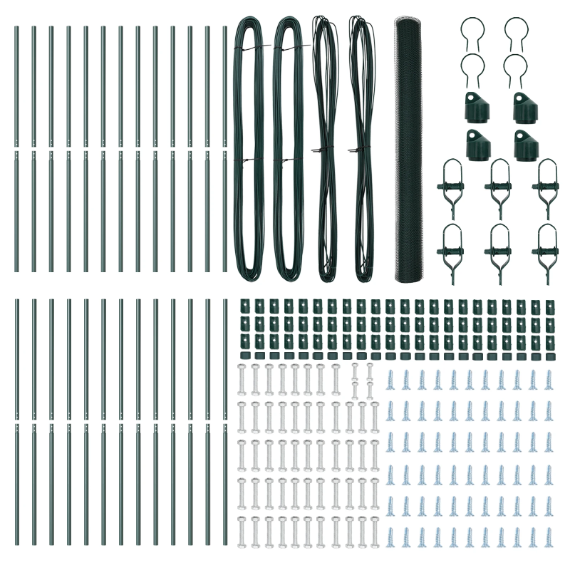 vidaXL Žoga āķis Zaļa 50 x 1,5 m ,25 mm siets, Tērauds un PVC