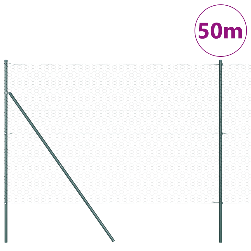 vidaXL Žoga āķis Zaļa 50 x 1,5 m ,36 mm acs izmērs, Tērauds un PVC